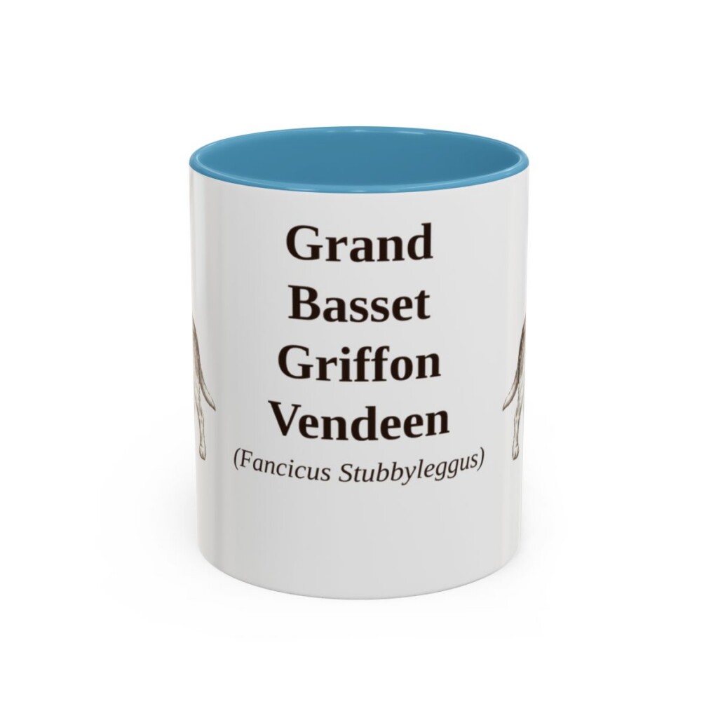 11oz Grand Basset Griffon Vendeen Latin Mug, Light Blue, front view