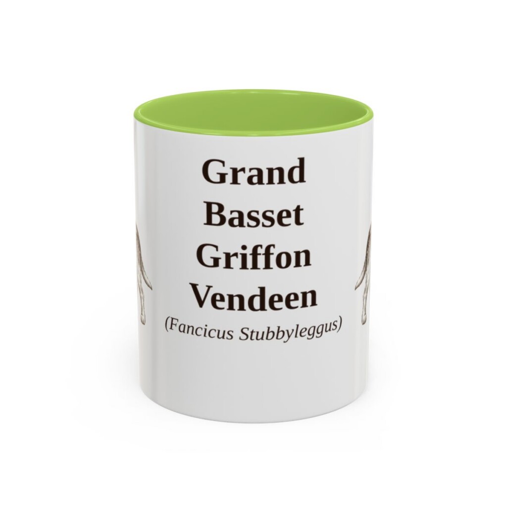 11oz Grand Basset Griffon Vendeen Latin Mug, Light Green, front view