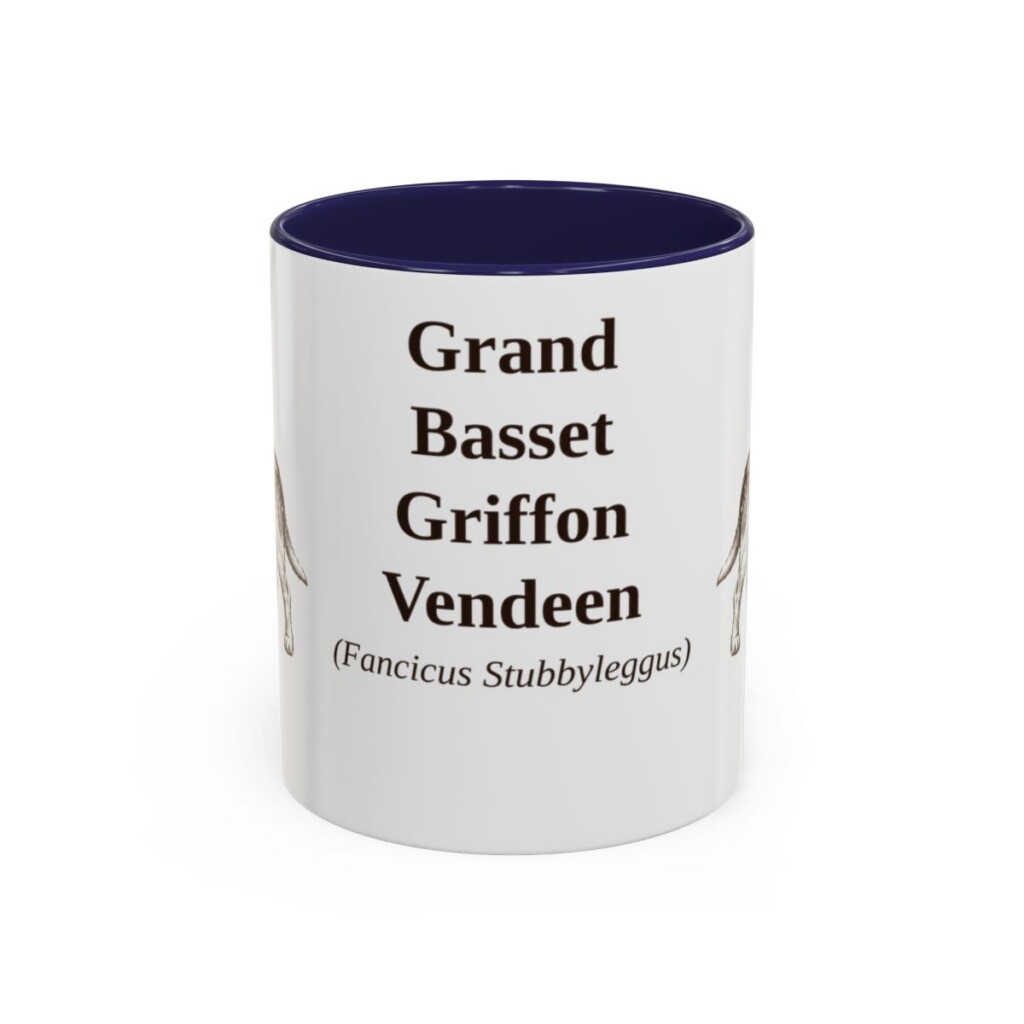 11oz Grand Basset Griffon Vendeen Latin Mug, Navy, front view