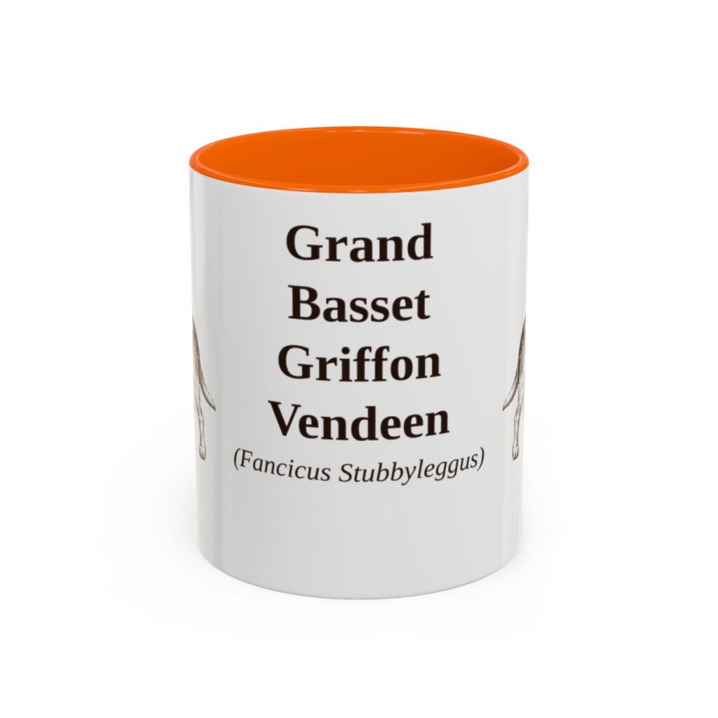 11oz Grand Basset Griffon Vendeen Latin Mug, Orange, front view