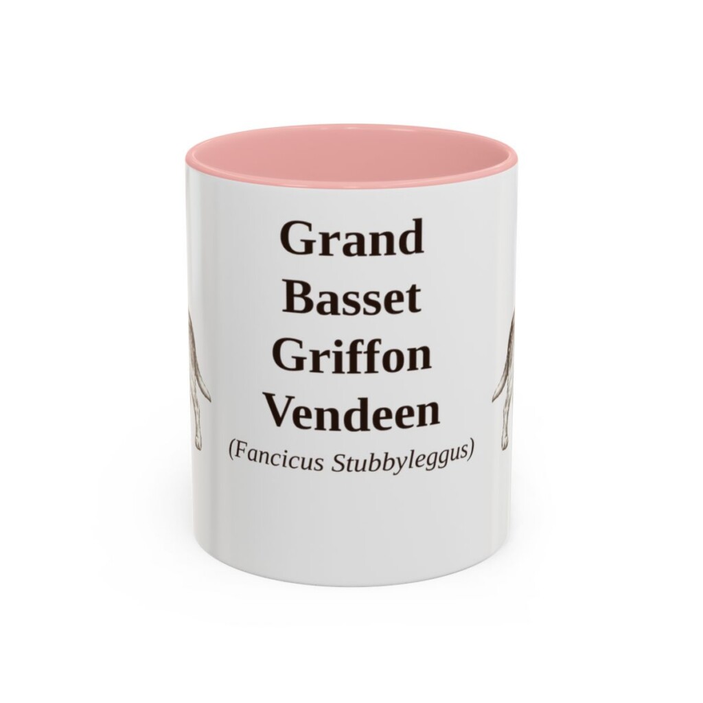 11oz Grand Basset Griffon Vendeen Latin Mug, Pink, front view