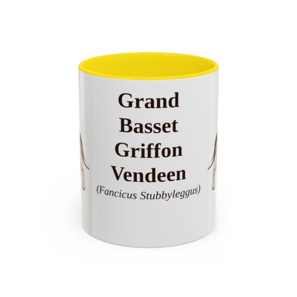 11oz Grand Basset Griffon Vendeen Latin Mug, Yellow, front view