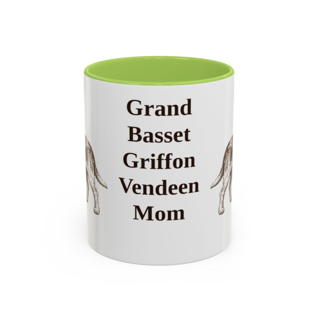 11oz-grand-basset-griffon-vendeen-mug-mom-light-green 11oz Grand Basset Griffon Vendeen Dog Mom Mug, Light Green, front view