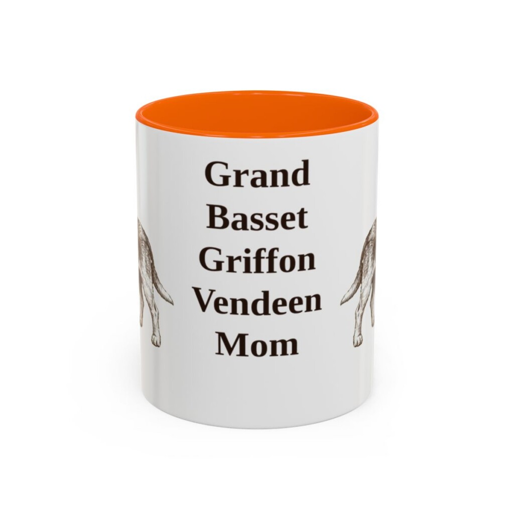 11oz-grand-basset-griffon-vendeen-mug-mom-orange 11oz Grand Basset Griffon Vendeen Dog Mom Mug, Orange, front view