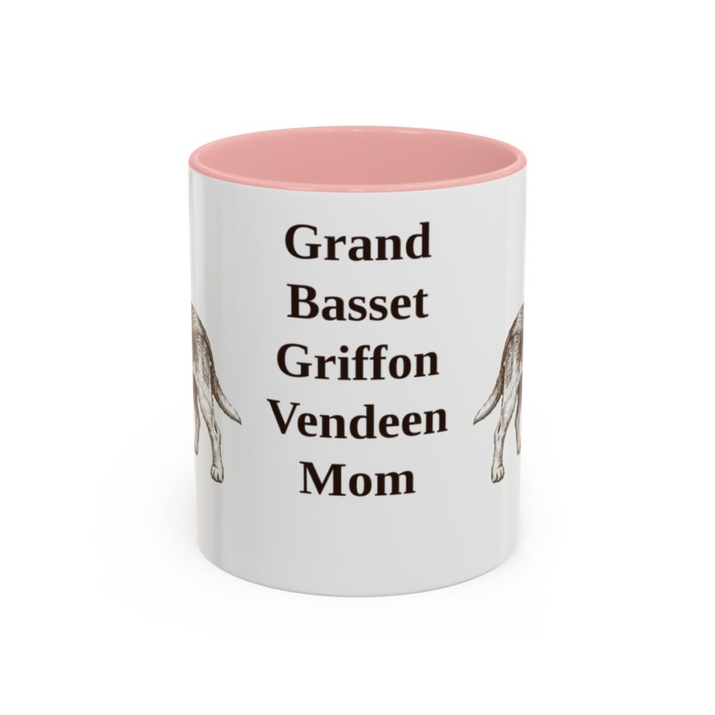 11oz-grand-basset-griffon-vendeen-mug-mom-pink 11oz Grand Basset Griffon Vendeen Dog Mom Mug, Pink, front view