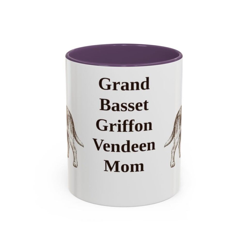 11oz-grand-basset-griffon-vendeen-mug-mom-purple 11oz Grand Basset Griffon Vendeen Dog Mom Mug, Purple, front view