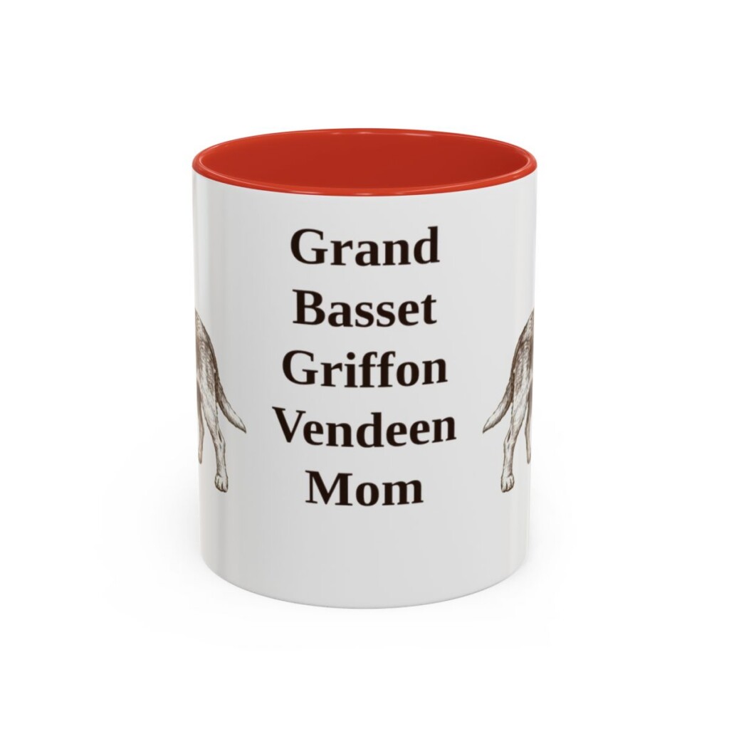 11oz-grand-basset-griffon-vendeen-mug-mom-red 11oz Grand Basset Griffon Vendeen Dog Mom Mug, Red, front view