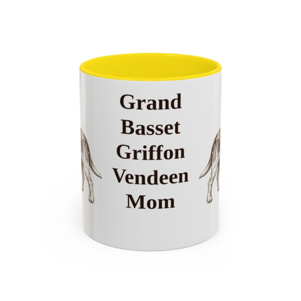11oz-grand-basset-griffon-vendeen-mug-mom-yellow 11oz Grand Basset Griffon Vendeen Dog Mom Mug, Yellow, front view