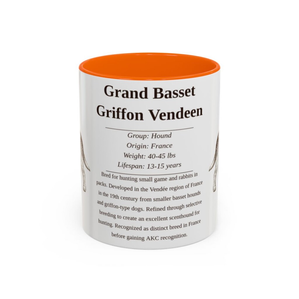 11oz-grand-basset-griffon-vendeen-mug-writeup-orange 11oz Grand Basset Griffon Vendeen Mug, Orange, front view