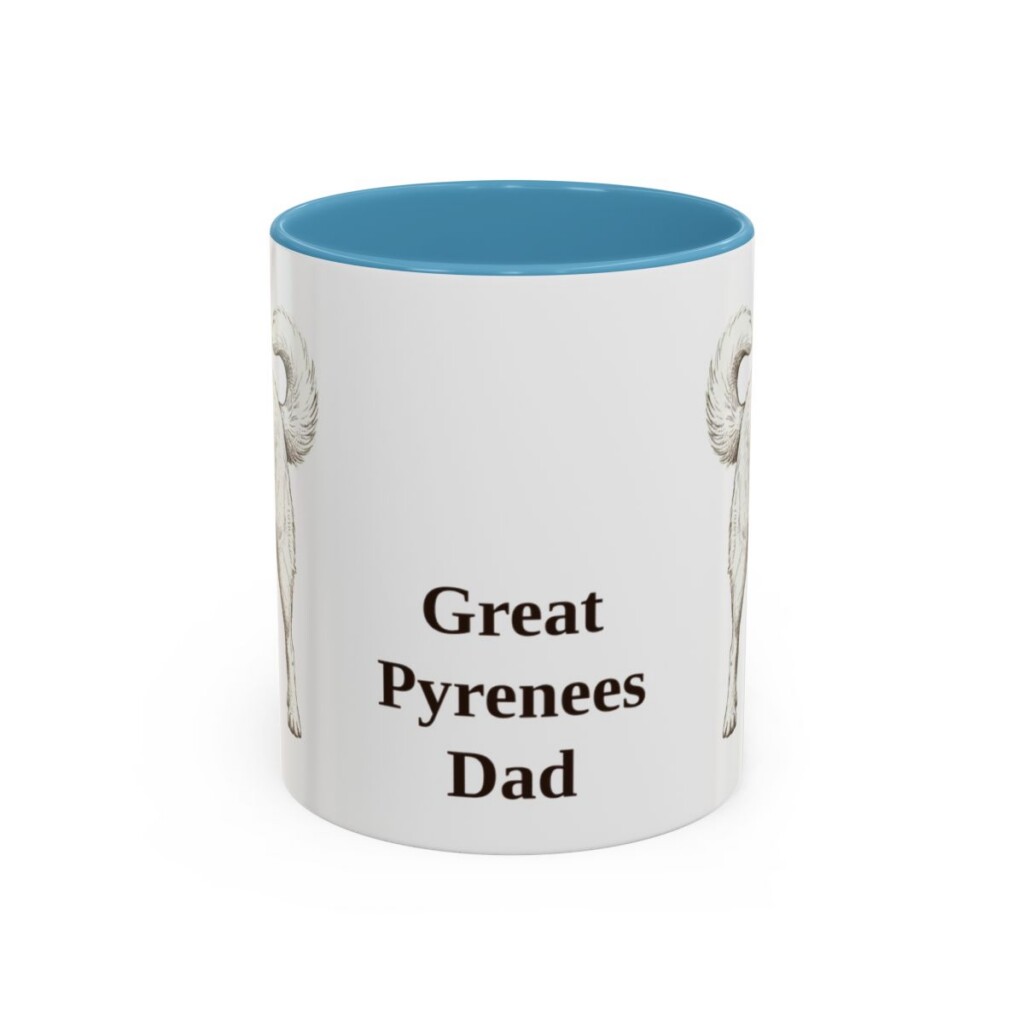 11oz Great Pyrenees Dog Dad Mug, Light Blue, front view