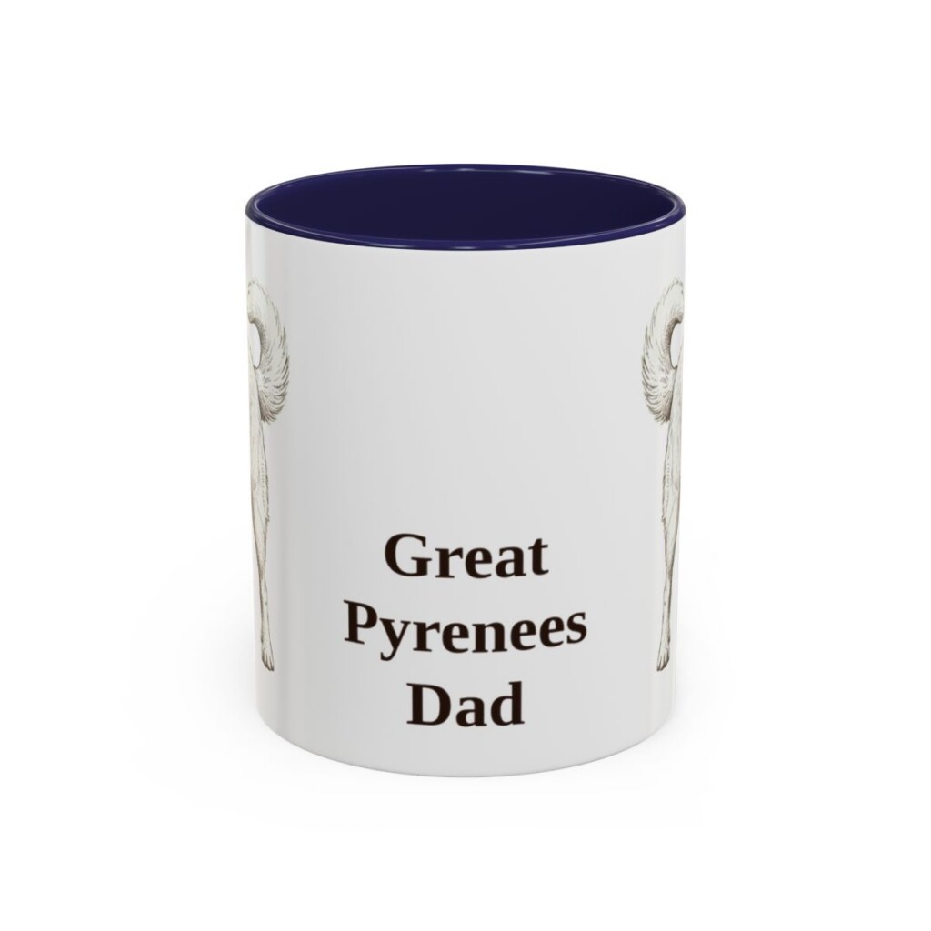 11oz Great Pyrenees Dog Dad Mug, Navy, front view
