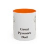 11oz Great Pyrenees Dog Dad Mug, Orange, front view