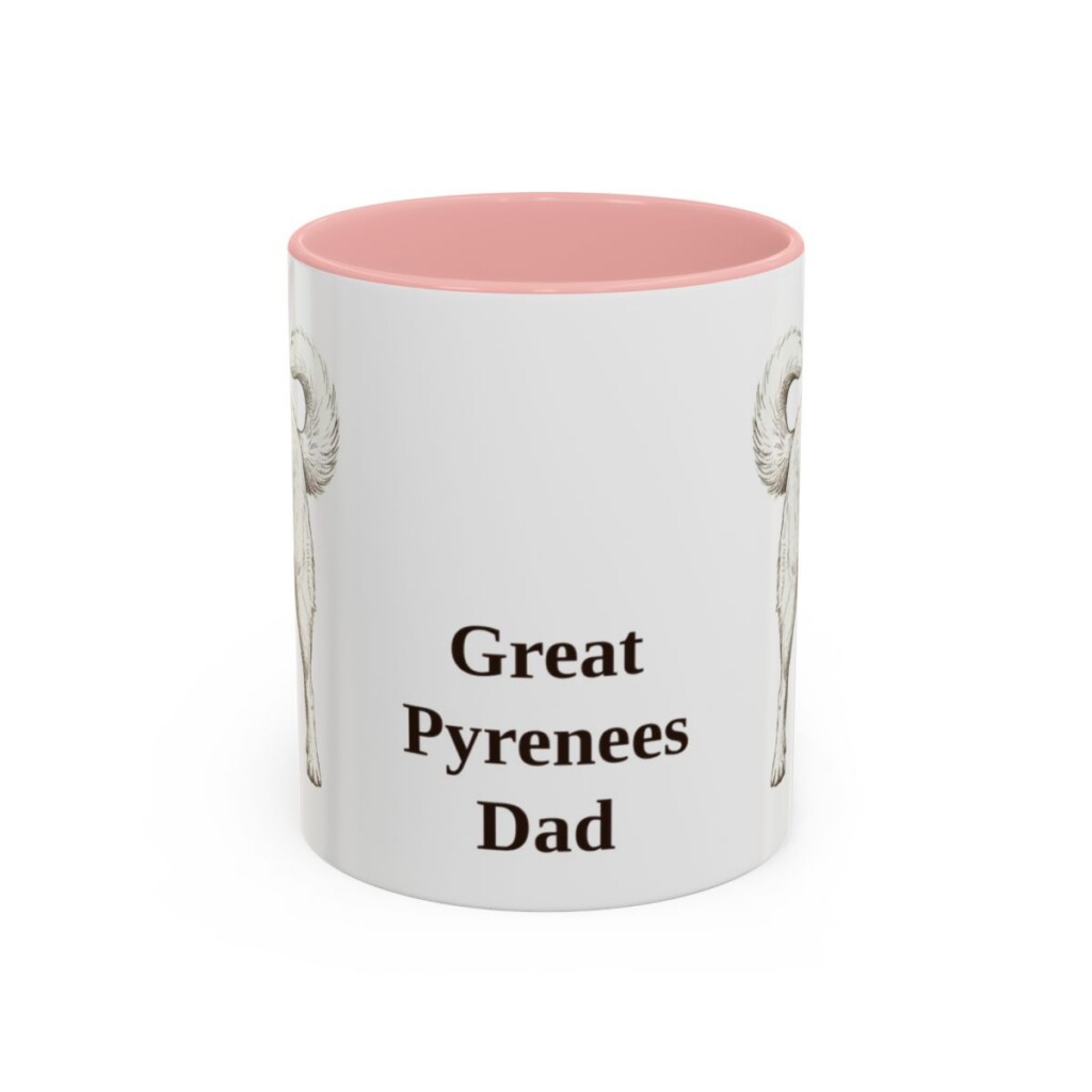 11oz Great Pyrenees Dog Dad Mug, Pink, front view