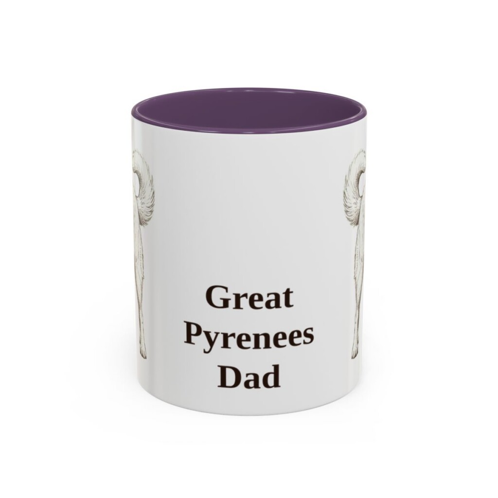 11oz Great Pyrenees Dog Dad Mug, Purple, front view