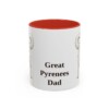 11oz Great Pyrenees Dog Dad Mug, Red, front view
