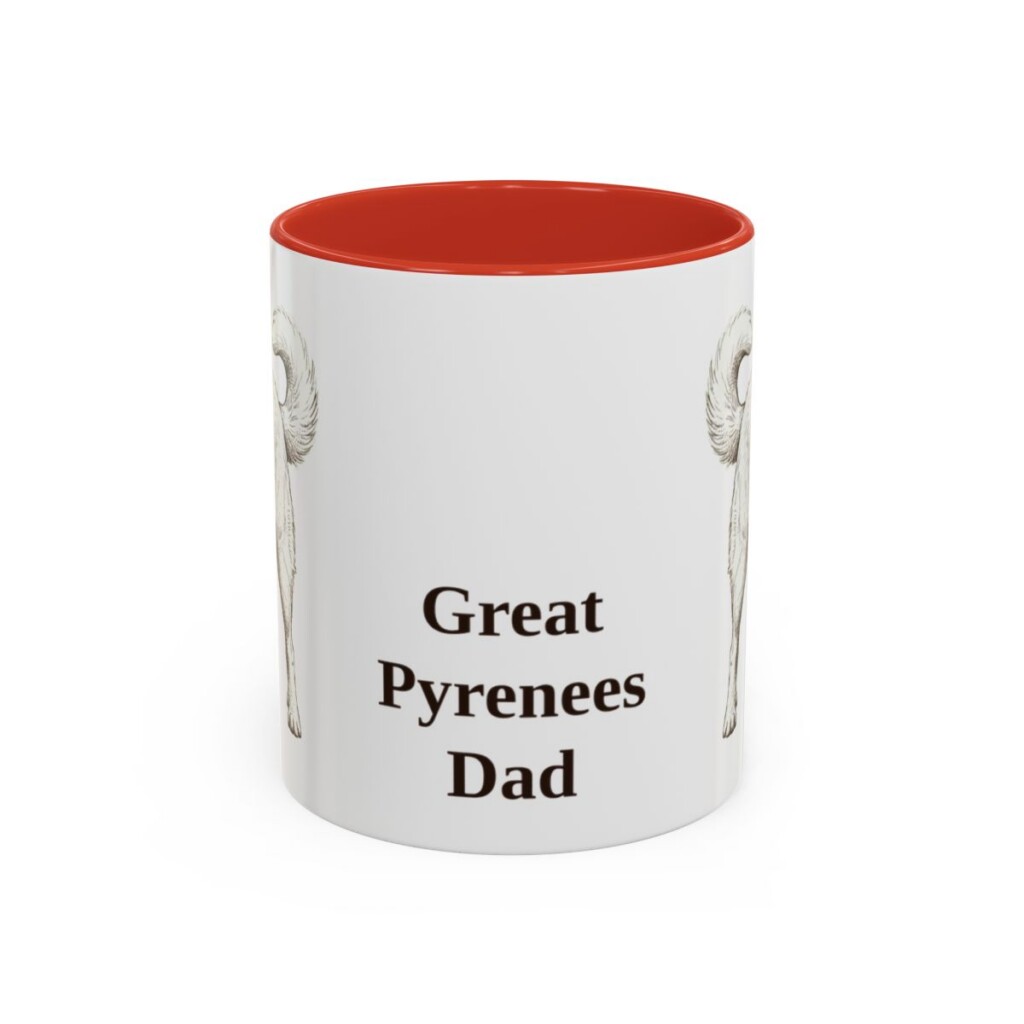 11oz Great Pyrenees Dog Dad Mug, Red, front view