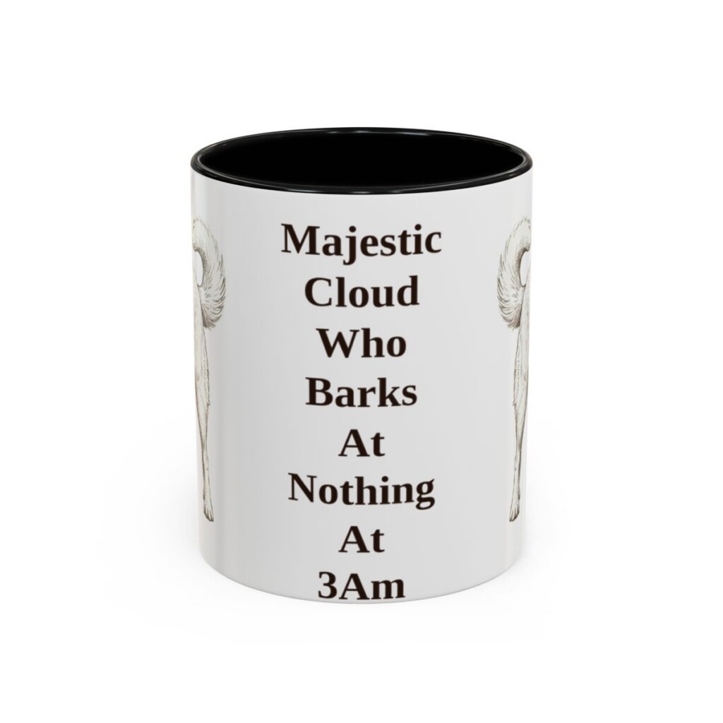 11oz Funny Great Pyrenees Mug, Black, front view