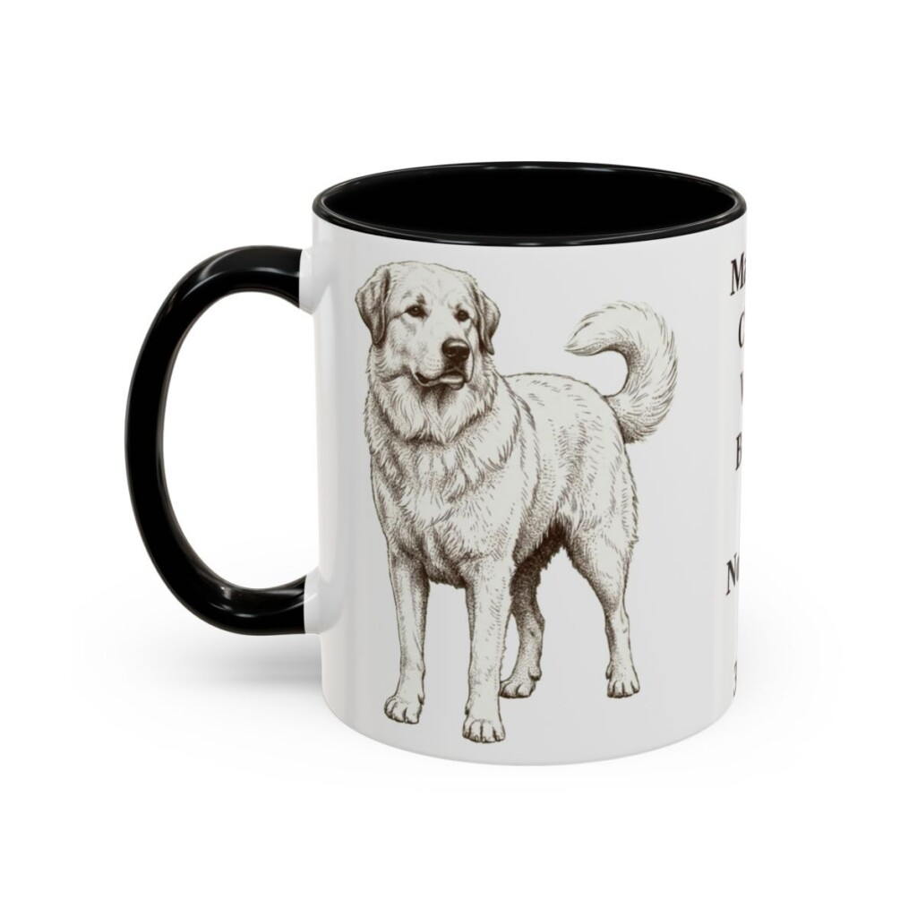11oz Funny Great Pyrenees Mug, Black, left side view