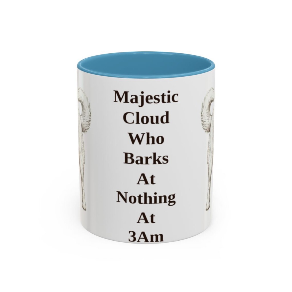 11oz Funny Great Pyrenees Mug, Light Blue, front view