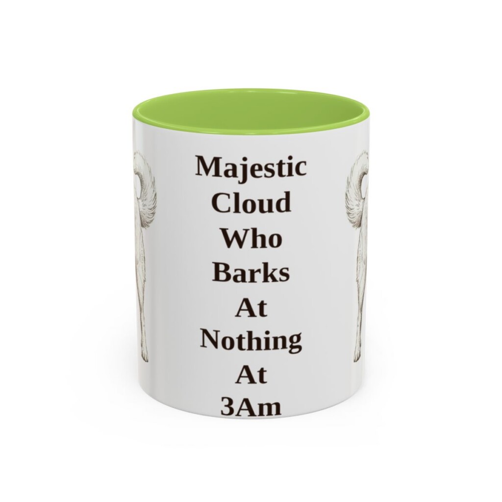 11oz Funny Great Pyrenees Mug, Light Green, front view