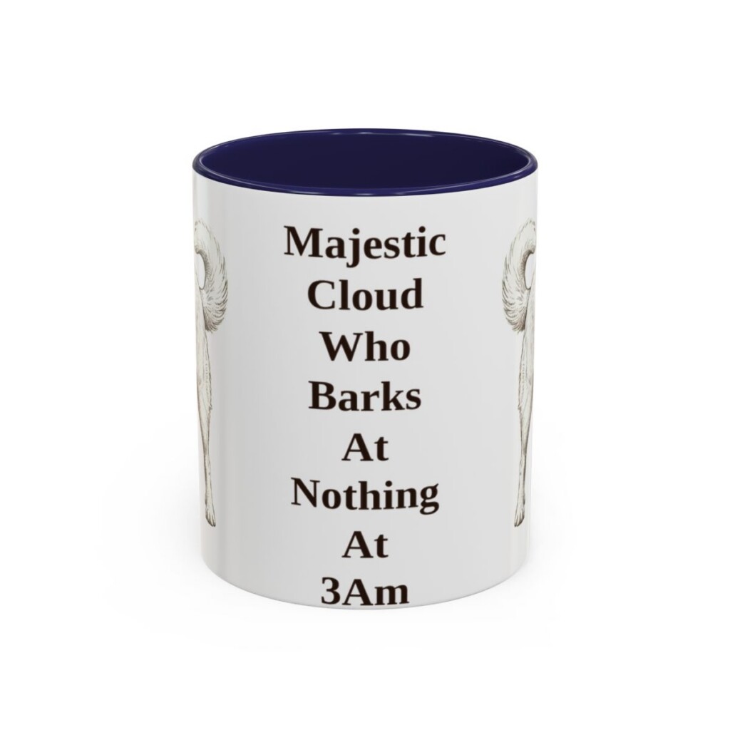 11oz Funny Great Pyrenees Mug, Navy, front view