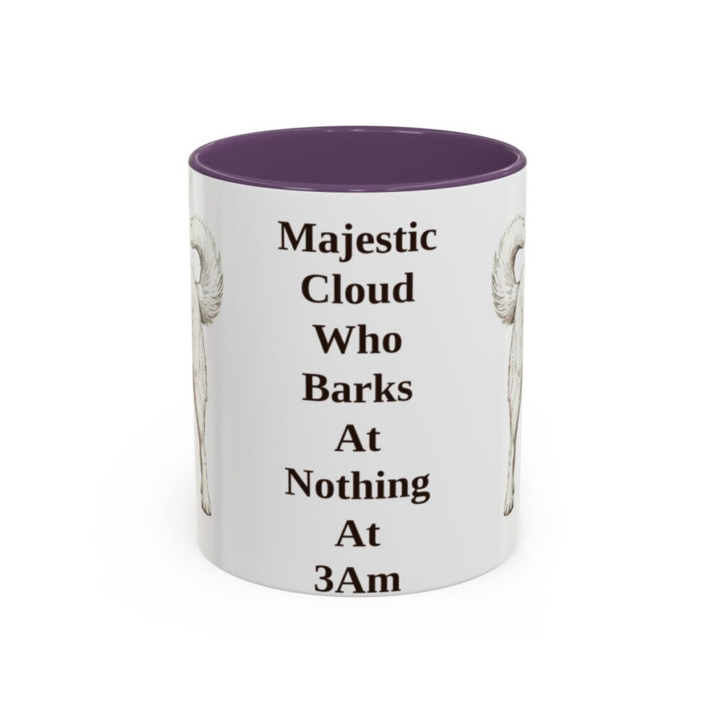 11oz Funny Great Pyrenees Mug, Purple, front view