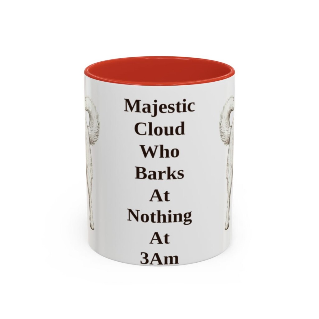 11oz Funny Great Pyrenees Mug, Red, front view
