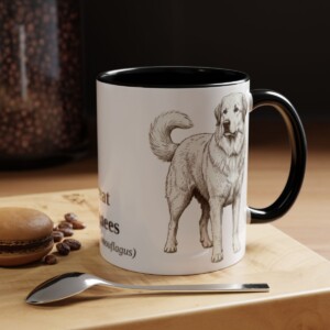 11oz Great Pyrenees Latin Mug, Black, lifestyle photo