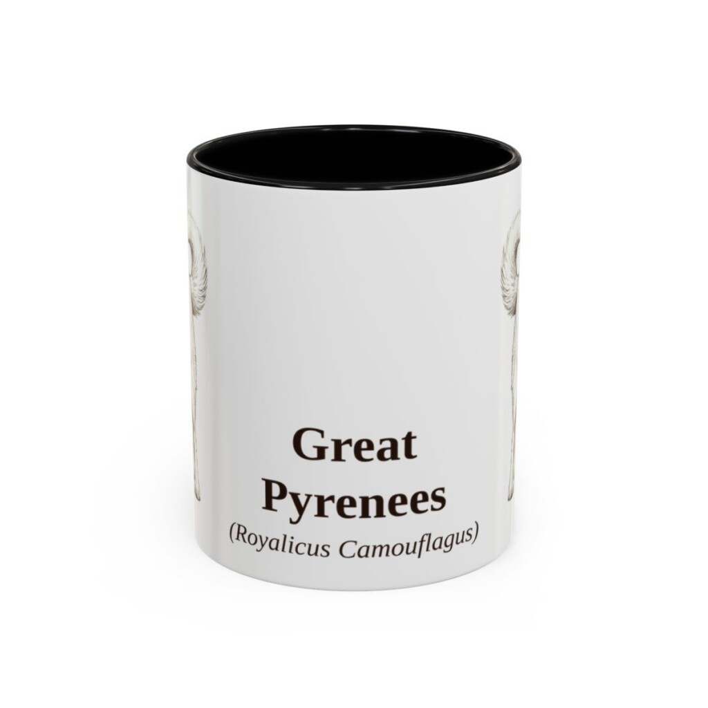 11oz Great Pyrenees Latin Mug, Black, front view