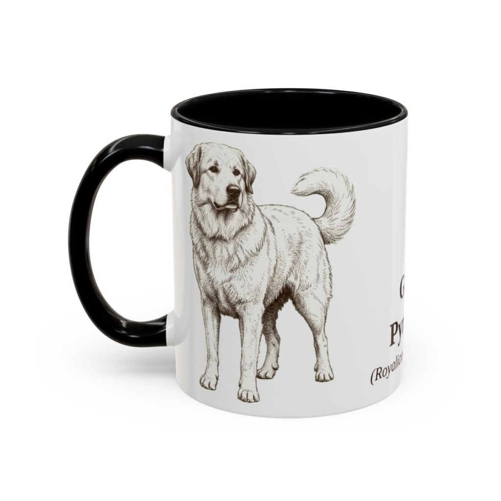 11oz Great Pyrenees Latin Mug, Black, left side view