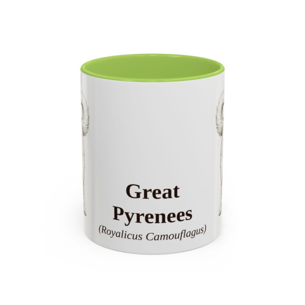 11oz Great Pyrenees Latin Mug, Light Green, front view