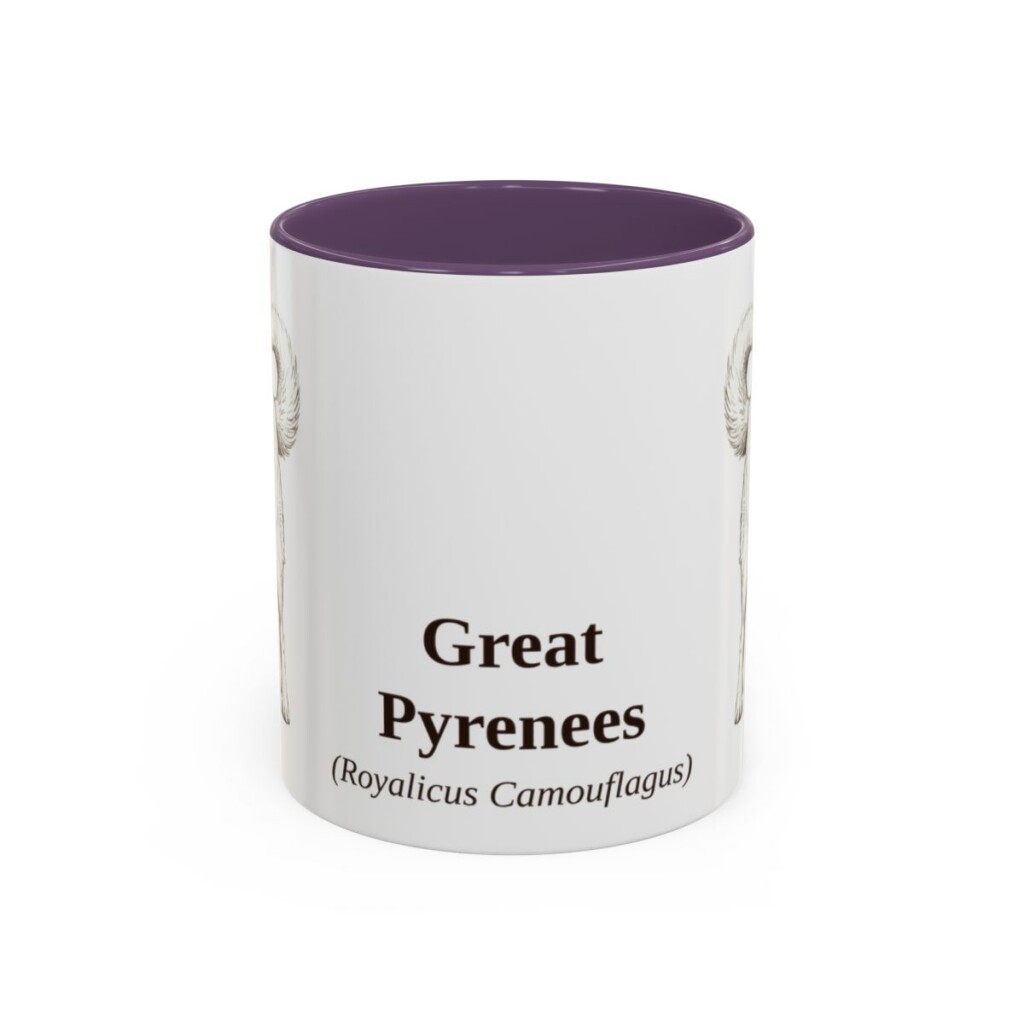 11oz Great Pyrenees Latin Mug, Purple, front view
