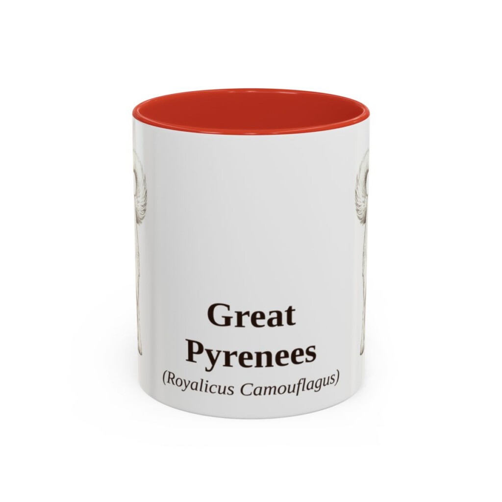 11oz Great Pyrenees Latin Mug, Red, front view