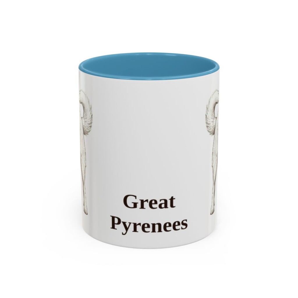11oz Great Pyrenees Mug, Light Blue, front view