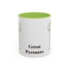 11oz Great Pyrenees Mug, Light Green, front view