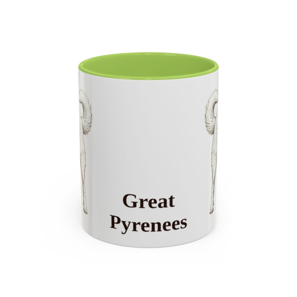 11oz Great Pyrenees Mug, Light Green, front view