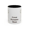11oz Great Pyrenees Dog Mom Mug, Black, front view