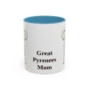 11oz Great Pyrenees Dog Mom Mug, Light Blue, front view