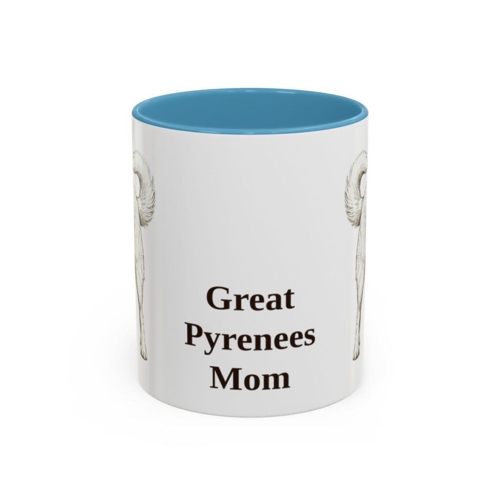 11oz Great Pyrenees Dog Mom Mug, Light Blue, front view