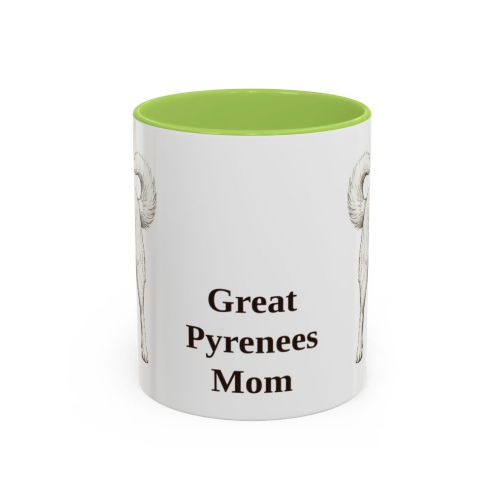 11oz Great Pyrenees Dog Mom Mug, Light Green, front view