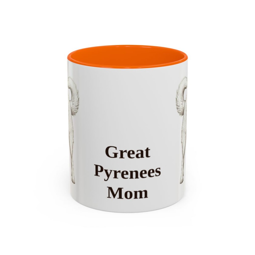 11oz Great Pyrenees Dog Mom Mug, Orange, front view