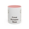 11oz Great Pyrenees Dog Mom Mug, Pink, front view