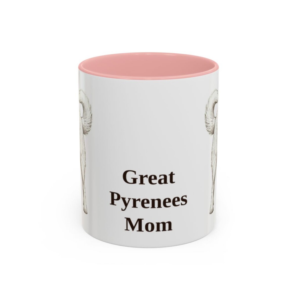 11oz Great Pyrenees Dog Mom Mug, Pink, front view