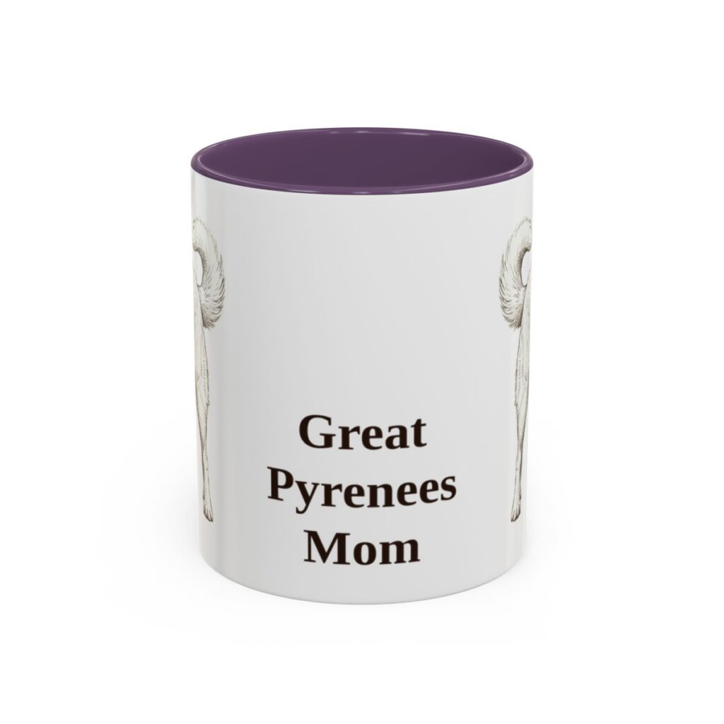11oz Great Pyrenees Dog Mom Mug, Purple, front view