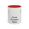 11oz Great Pyrenees Dog Mom Mug, Red, front view
