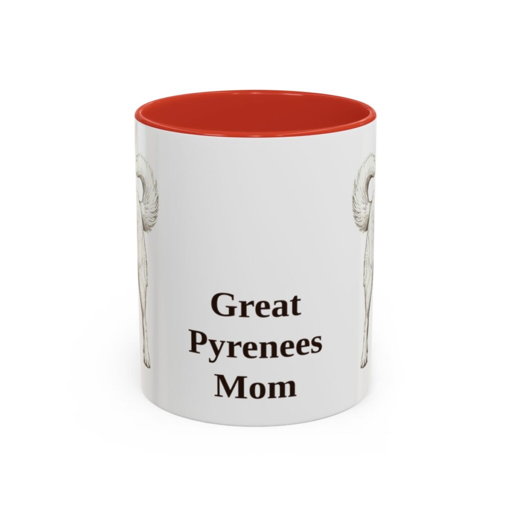 11oz Great Pyrenees Dog Mom Mug, Red, front view