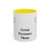 11oz Great Pyrenees Dog Mom Mug, Yellow, front view