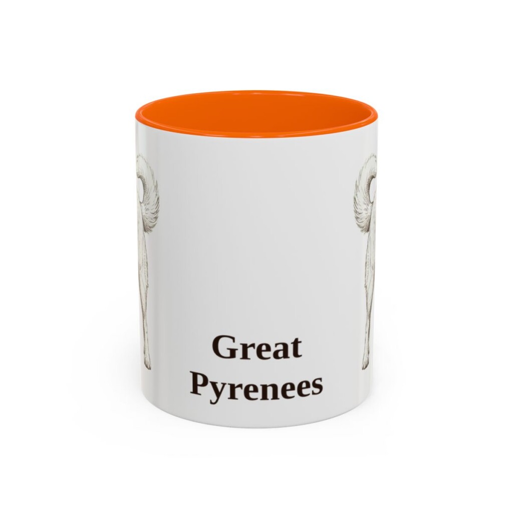 11oz Great Pyrenees Mug, Orange, front view