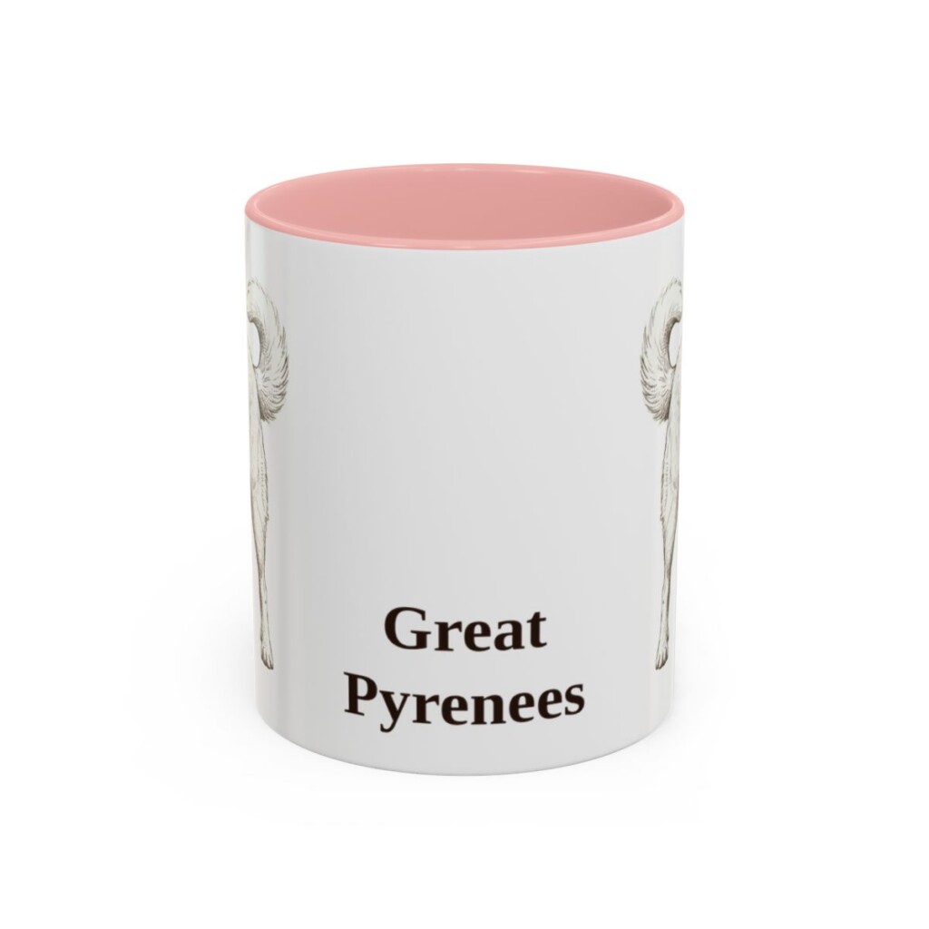 11oz Great Pyrenees Mug, Pink, front view