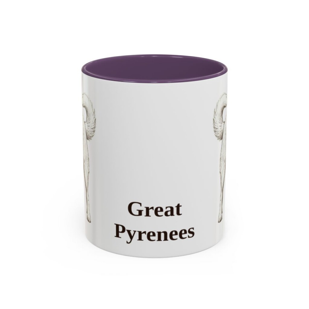 11oz Great Pyrenees Mug, Purple, front view